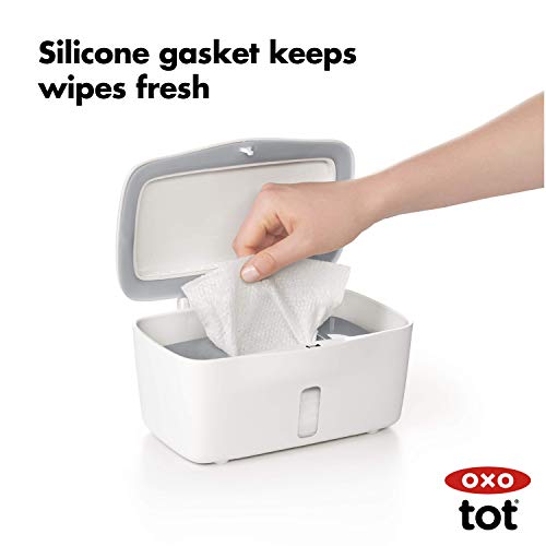 OXO Tot Perfect Pull Wipes Dispenser, Gray , 8.75x6.5x4.5 Inch (Pack of 1)